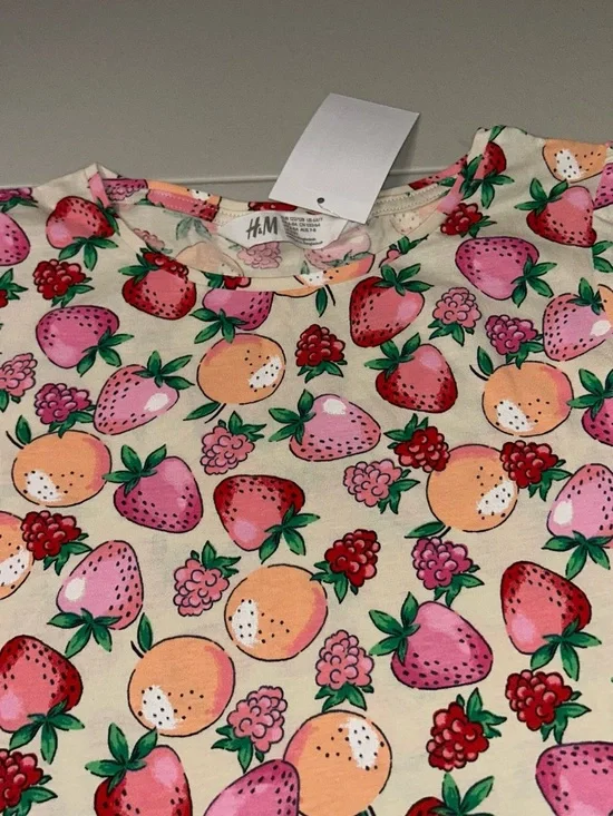 H&M Girls Fruit Pattern Tee - Pink, Peach & Red - Picture 3 of 5
